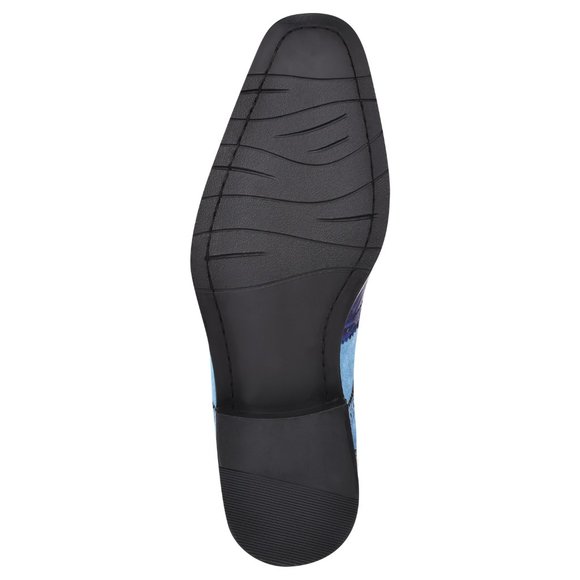 LIBERTYZENO Mens Royal Blue Genuine Leather Croco/Suede Printed Oxford Dre…